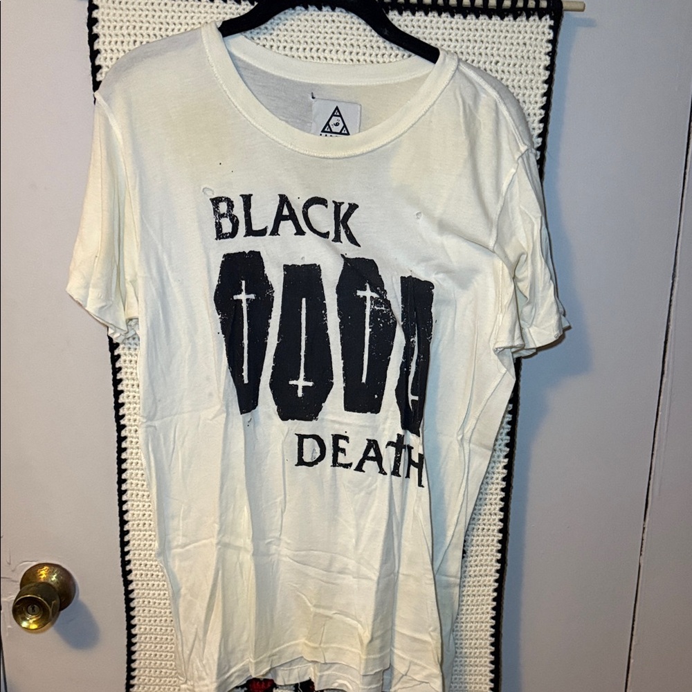 unif White Graphic Tee with Black Print